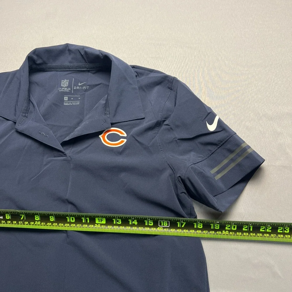 Chicago Bears Football Polo Shirt Womens Medium Navy Nike Dri Fit On Field NFL